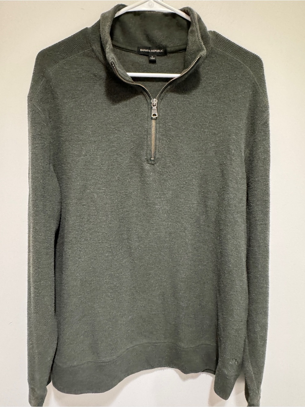 Banana Republic Men’s Olive Green Quarter-Zip Sweater